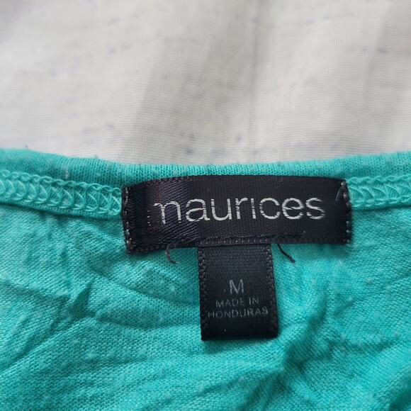 Maurices Size M Teal Crinkle Lace Trim V Neck Top Y2K Feminine Boho - Picture 7 of 9